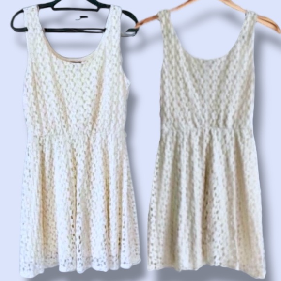 Anthropologie Lily Rose Dress Ivory Lace Fit & Flare Mini Size Small Euro Summer - Picture 12 of 16